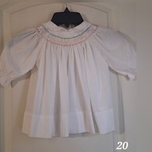 Vintage The SmockeryWhite Kids Shirt with Embroidered Detail 1-2T Retro 70's